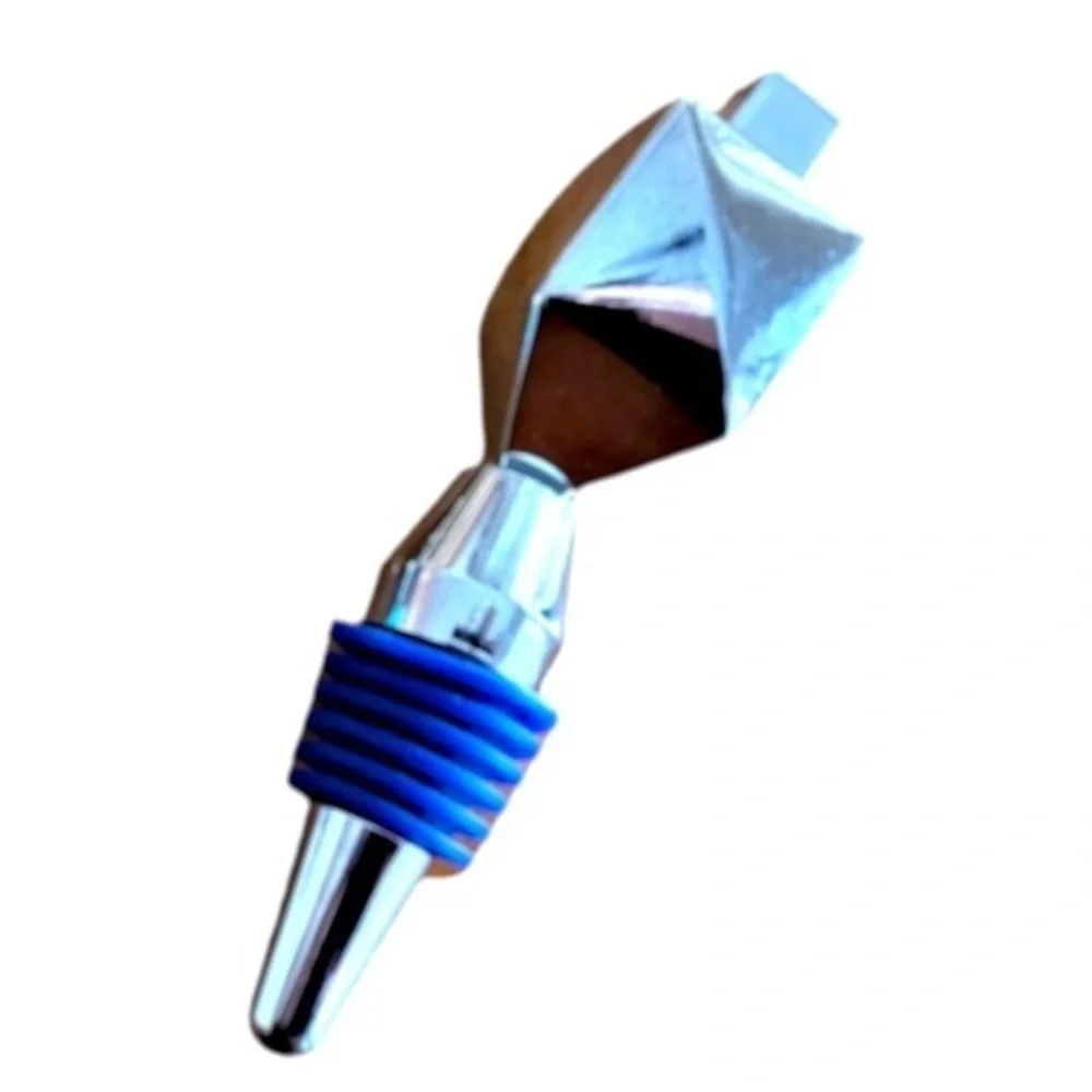 Dreidel Wine Cork Liquor Bottle Stopper - Silver Metal & Blue Silicone‎ Jewish